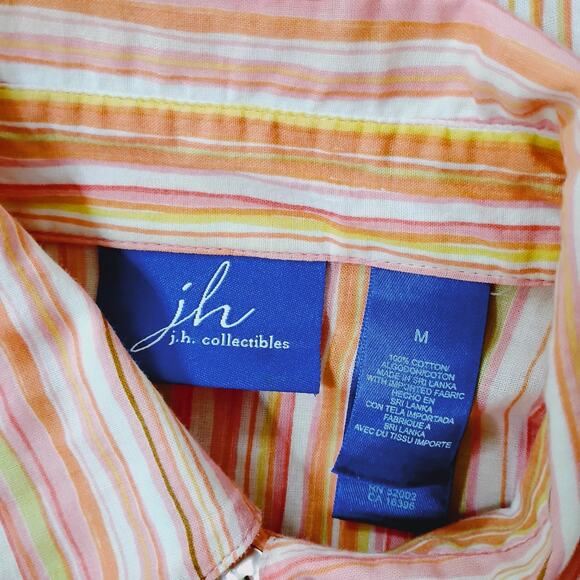 J.H. Collectibles Striped Blouse 💛🧡🩷 Medium 3/4 Sleeve Lightweight - Picture 11 of 13